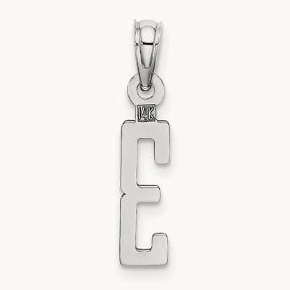 Polished Number 3 Pendant — 14K White Gold