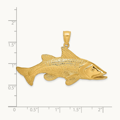 2-D Textured Red Fish Charm, 14K