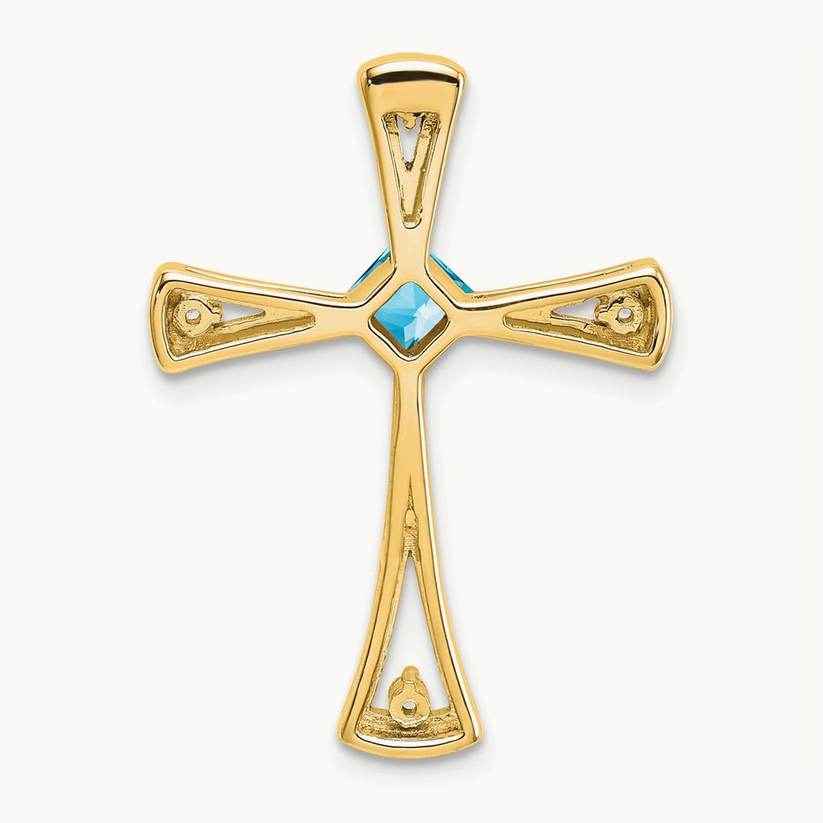 Blue Topaz and Diamond Cross Chain Slide — 14K Yellow Gold