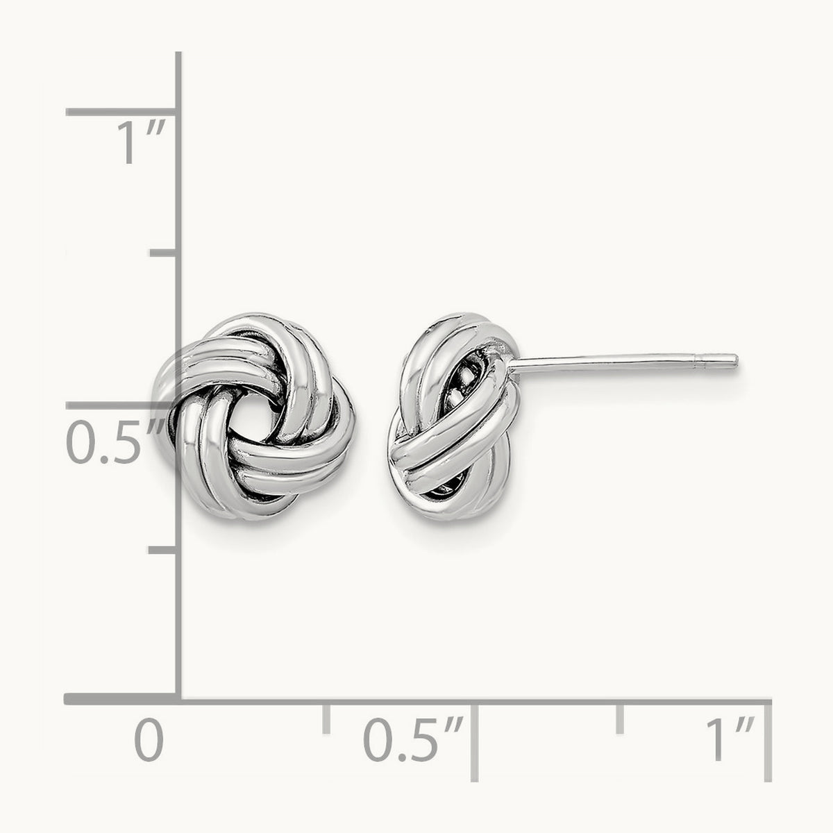Polished Double Love Knot Post Earrings — 14K White Gold