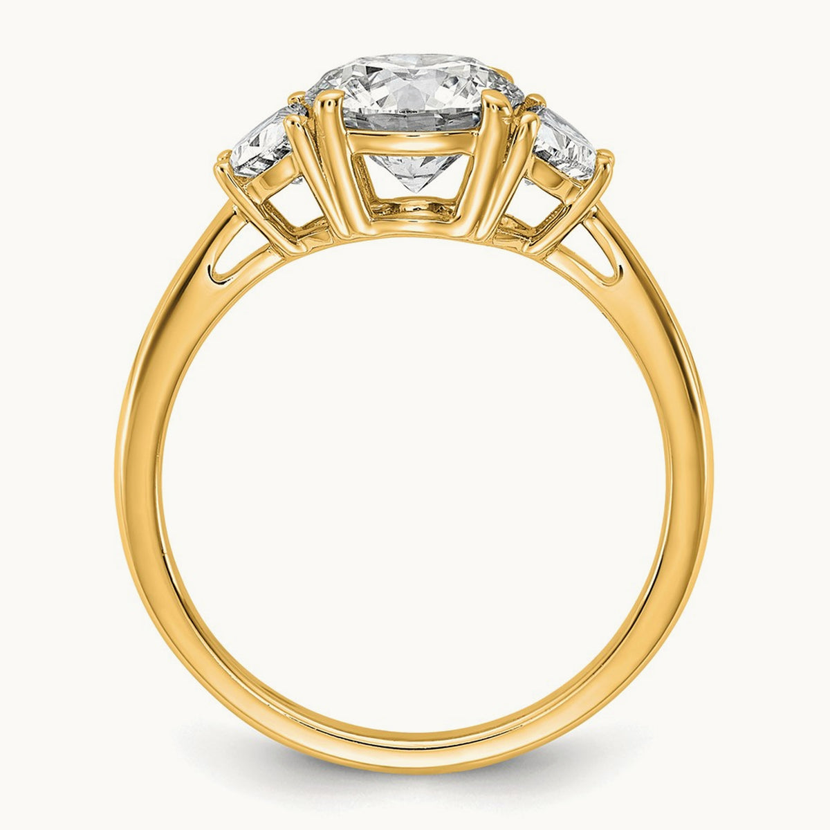 Round 3 Stone Engagement Ring, 1.25-4.00 ct tw Lab-Grown Diamond — 2 ct, 14K Yellow Gold