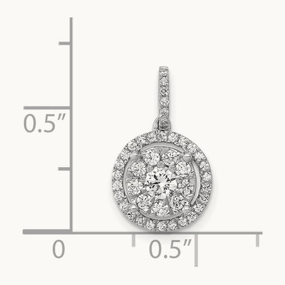 1/2ct. Diamond Round Halo Cluster Pendant, 14K White Gold