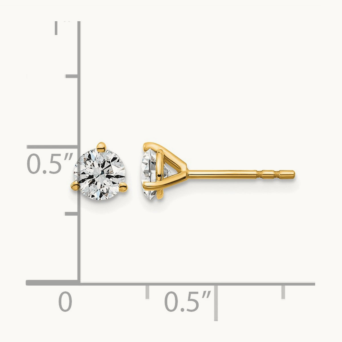 Round Stud Earrings, 0.10-6.00 ct tw Lab-Grown Diamond — 3/4 ct, 18K Yellow Gold