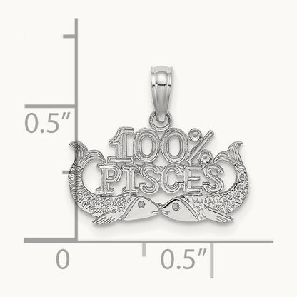 100% PISCES Zodiac Charm — 14K White Gold