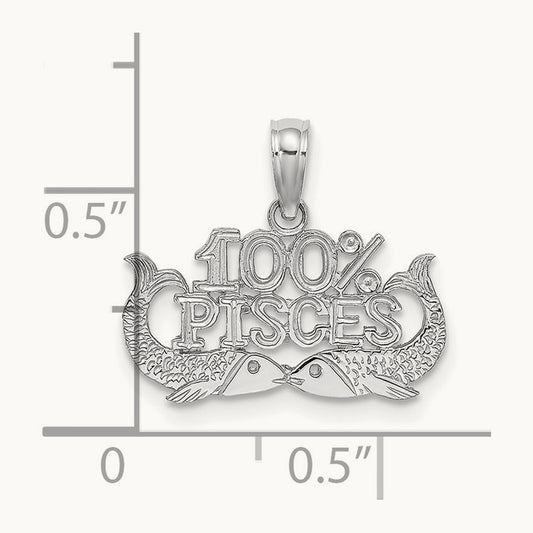100% PISCES Zodiac Charm — 14K White Gold