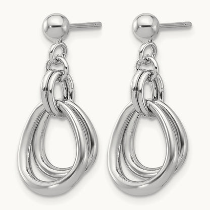 Rhodium-plated Polished Post Dangle Earrings, Sterling Silver — Leslie's