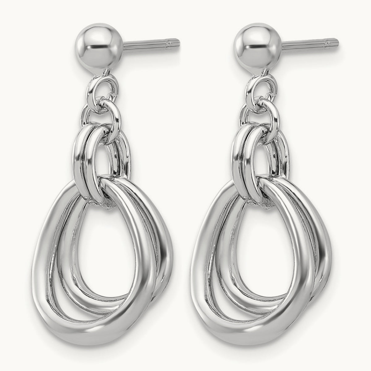 Rhodium-plated Polished Post Dangle Earrings, Sterling Silver — Leslie's