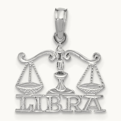 LIBRA Zodiac Charm — 14K White Gold