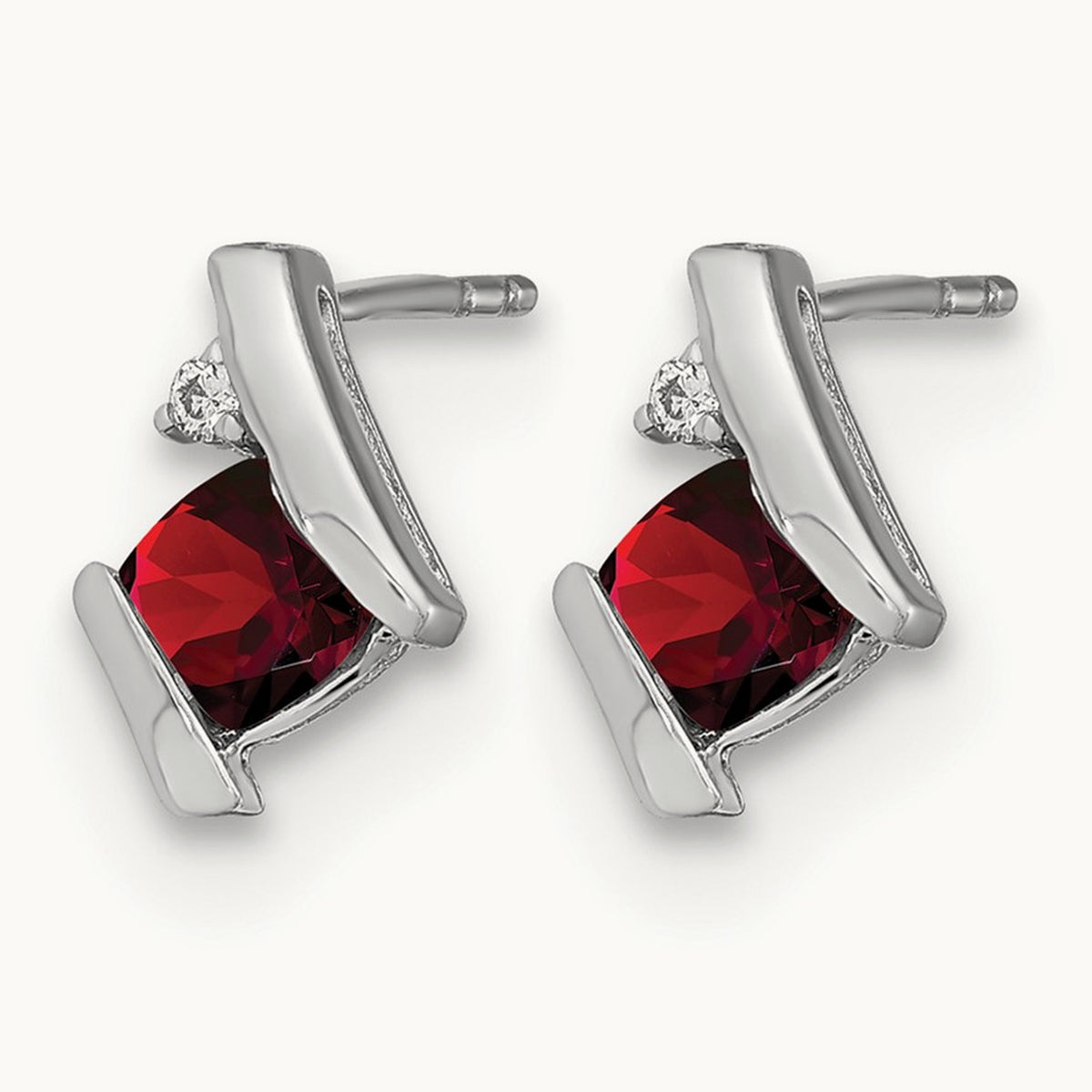 Cushion Garnet and Diamond Earrings — photo set