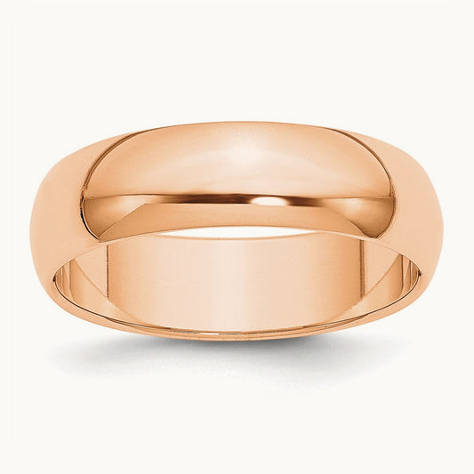 Half Round Band, 6mm, 10K Rose Gold