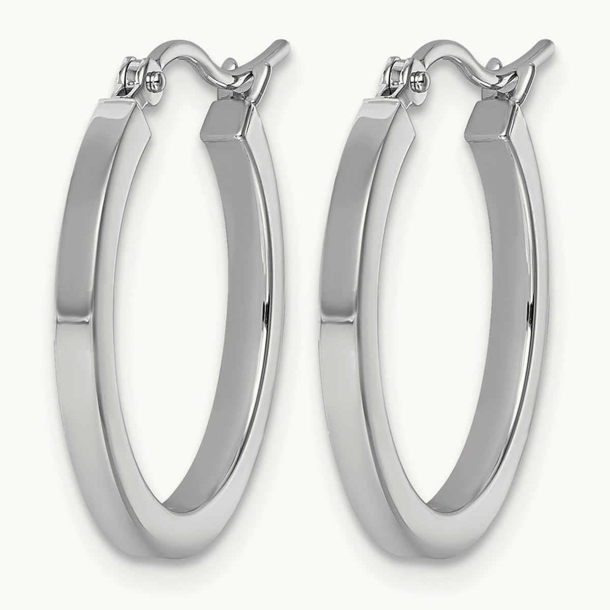 Square Tube Hoop Earrings — 10K White Gold