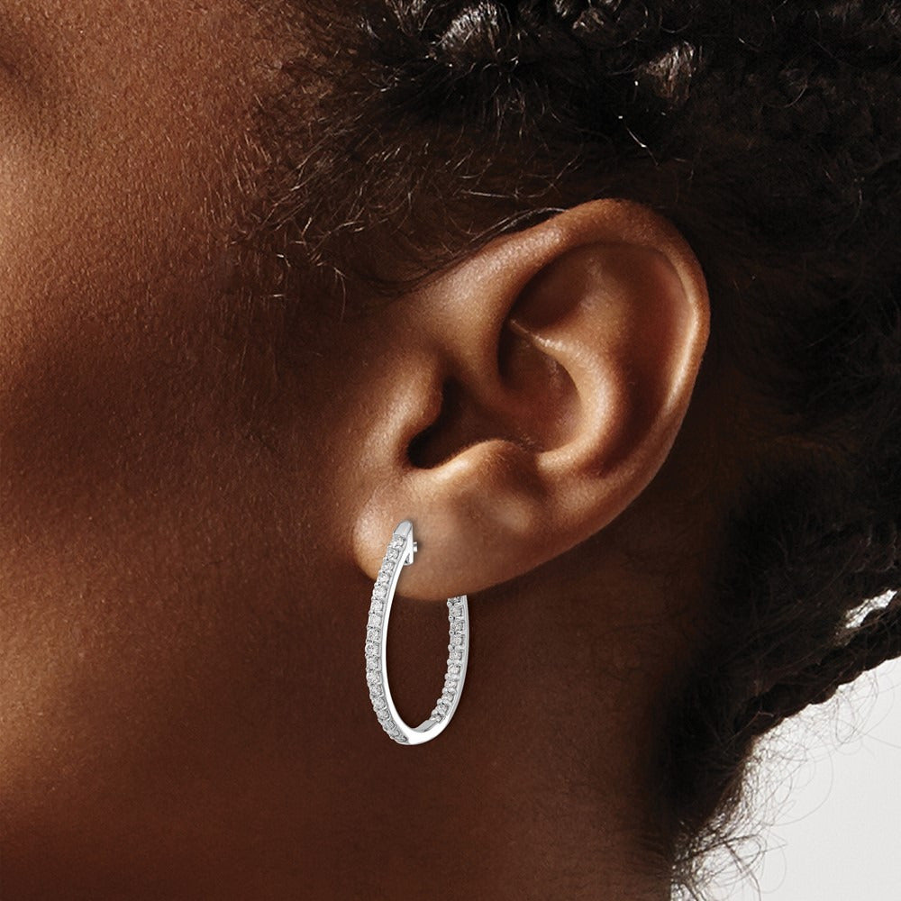 In/Out Diamond Hinged Hoop Earrings — 24mm
