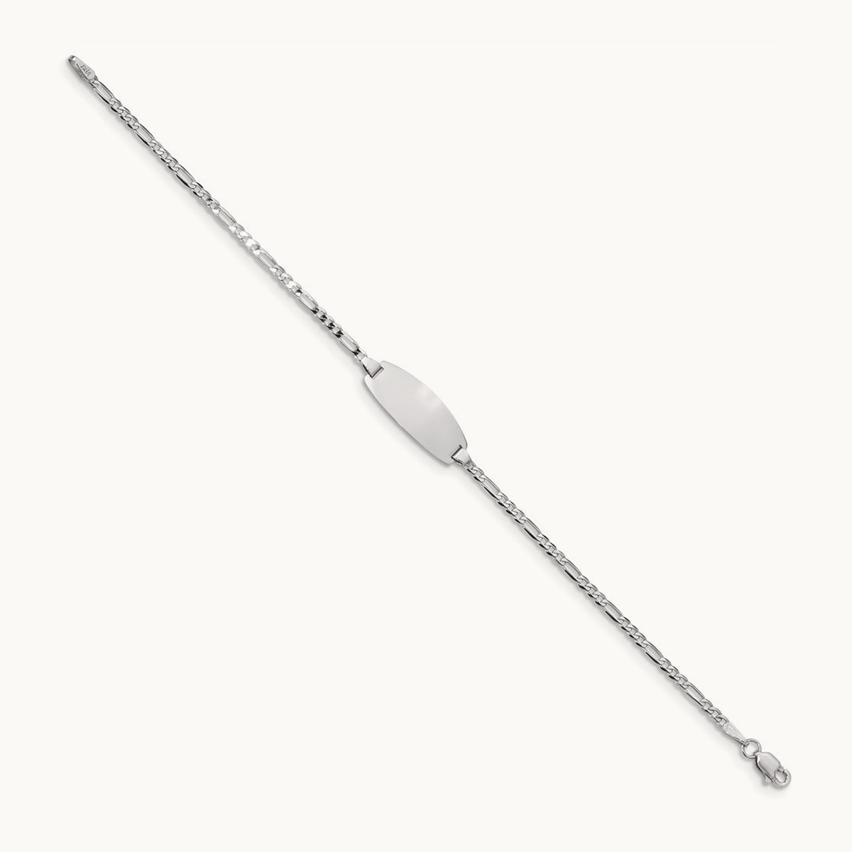 Oval Figaro ID Bracelet — 14K White Gold