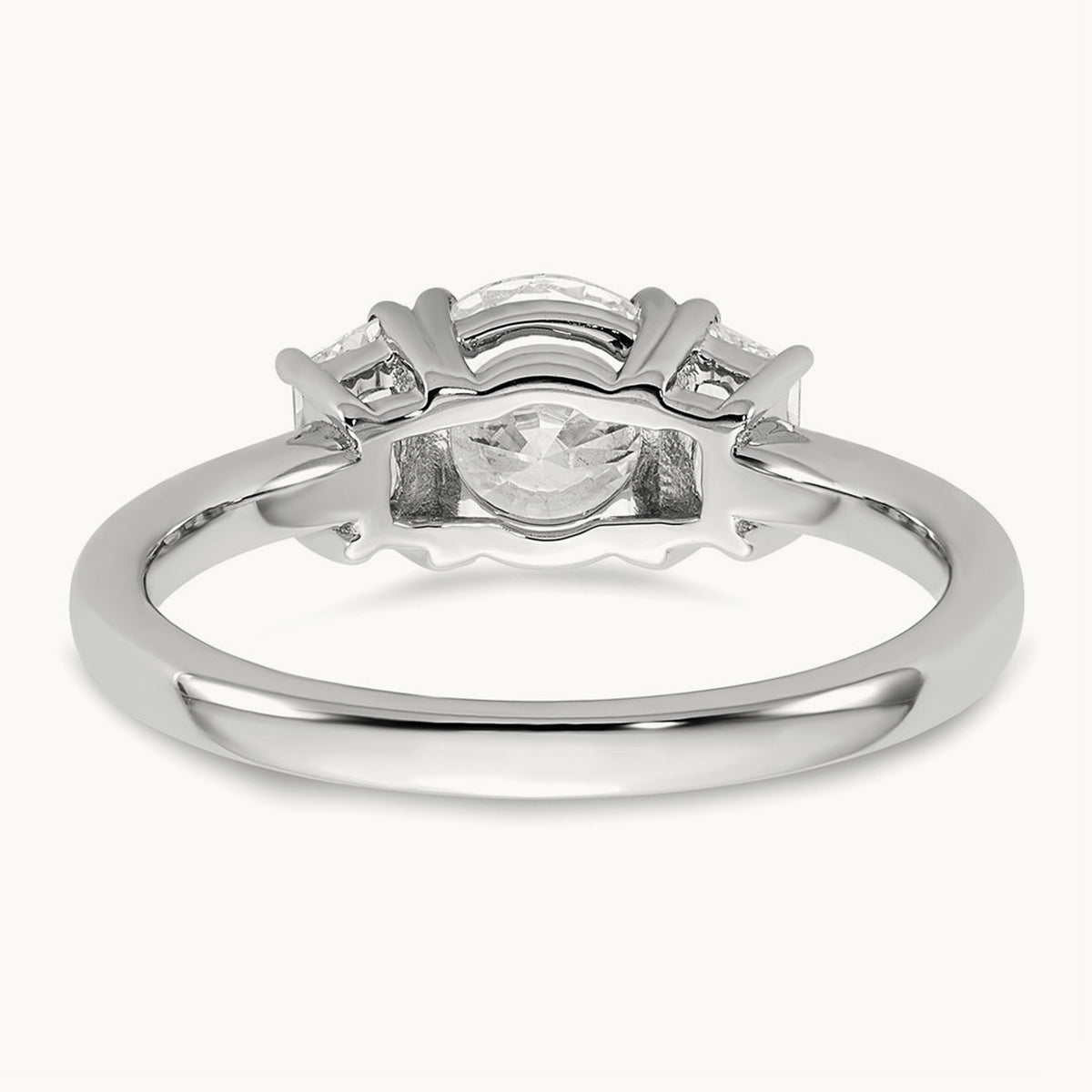 Trapezoid Sidestones Engagement Ring, 3/8-3 3/4 ct Lab-Grown Diamond — 14K White Gold