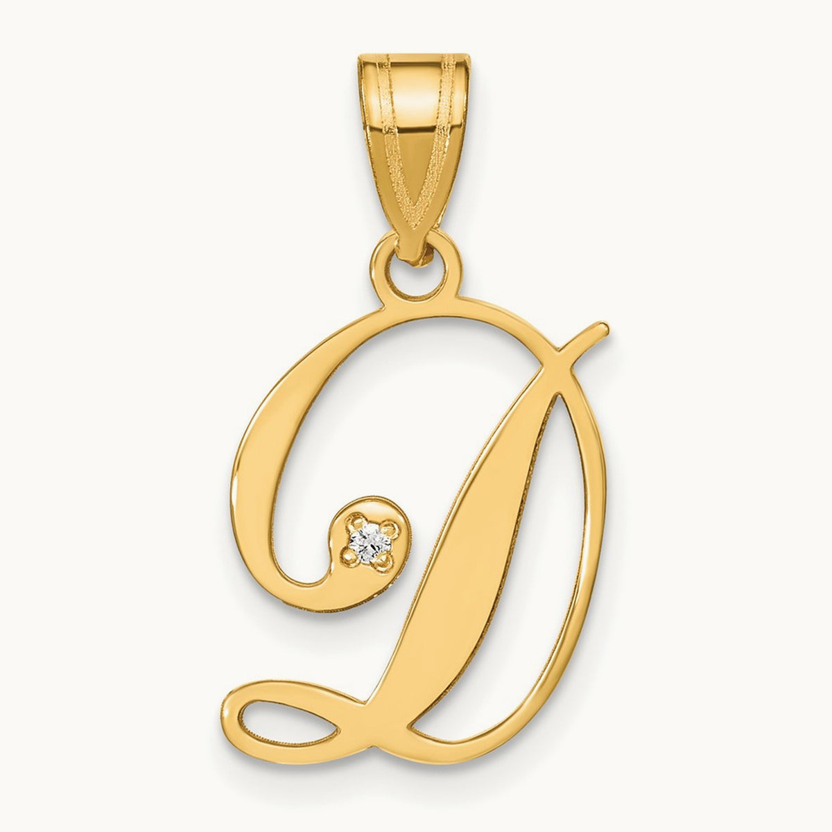 Script Initial Pendant with Diamond — D