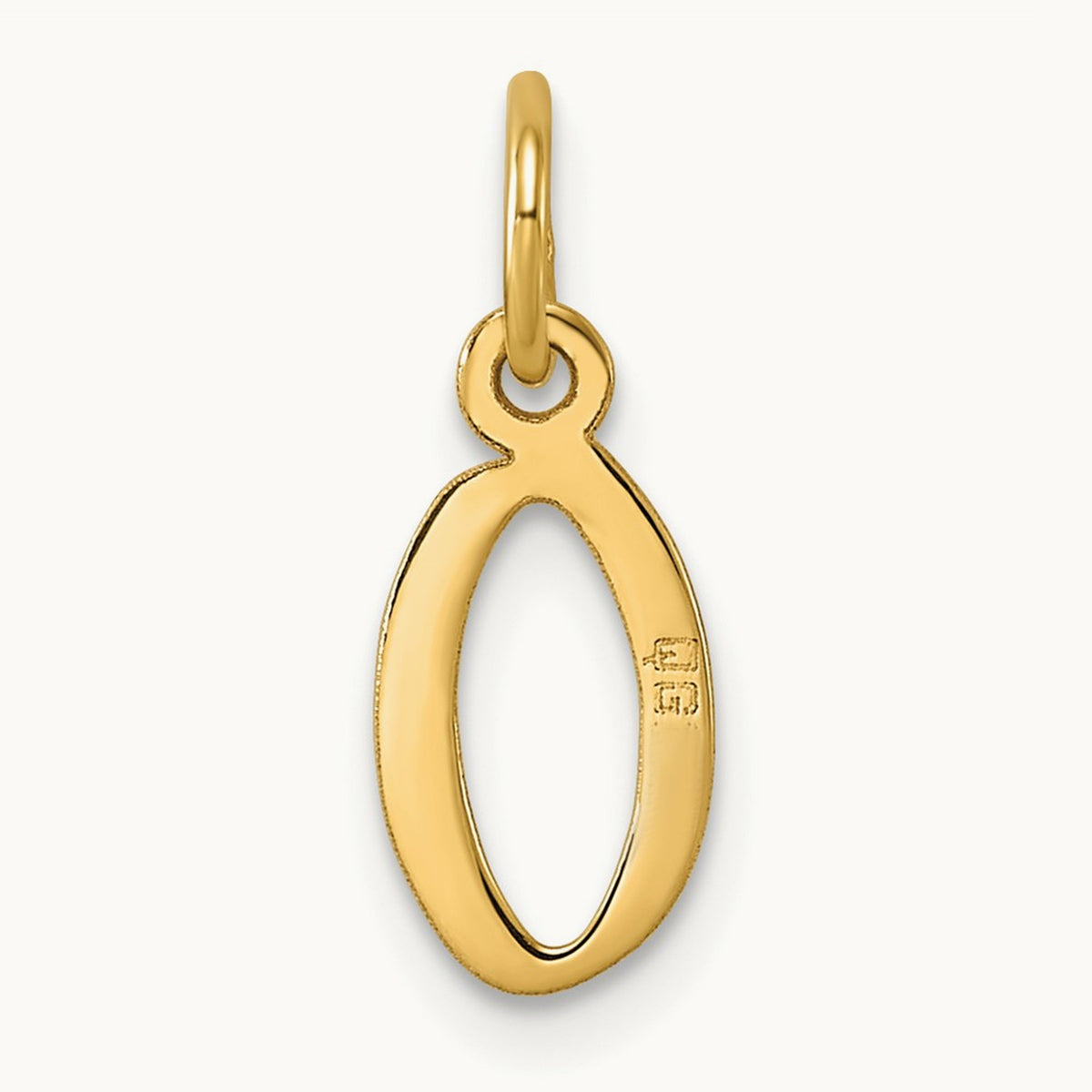 Small Slanted Block Initial Charm — 14K Yellow Gold, O