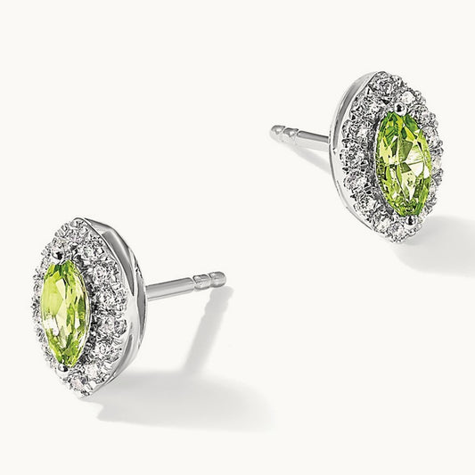 Peridot August Birthstone Earrings, 0.20 ct tw Lab-Grown Diamond