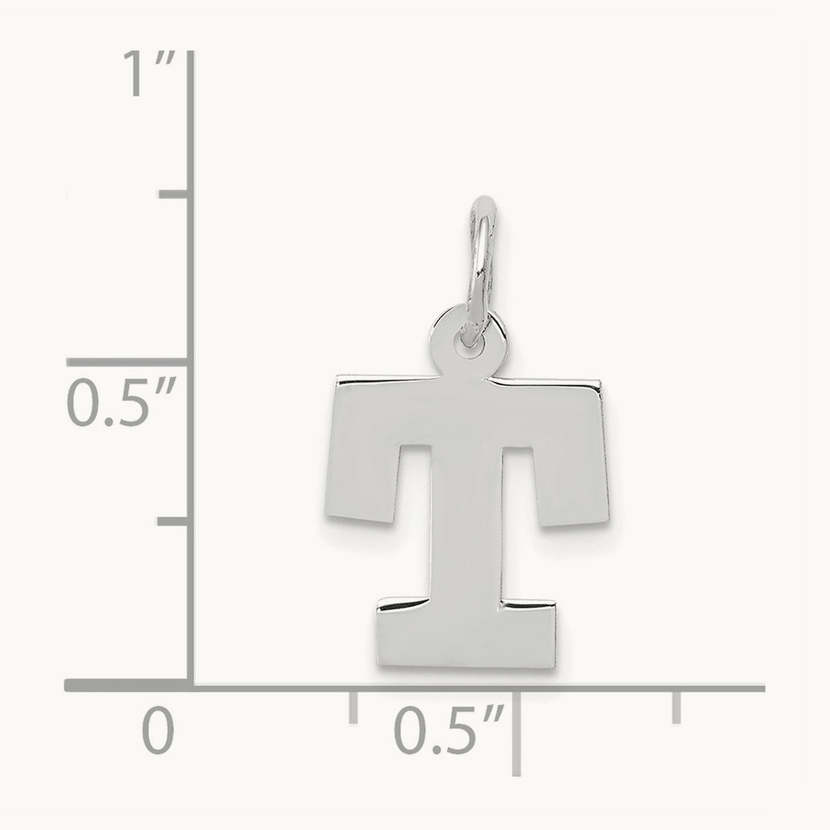 Small Block Initial Charm — 14K White Gold, T