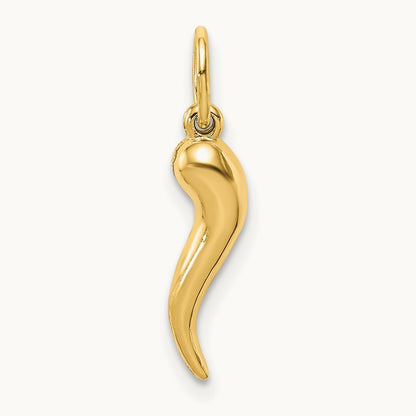 Hollow Italian Horn Pendant, 14K