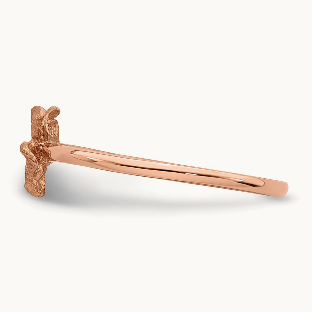 Brushed & Polished D/C Plumeria Ring, 14K Rose