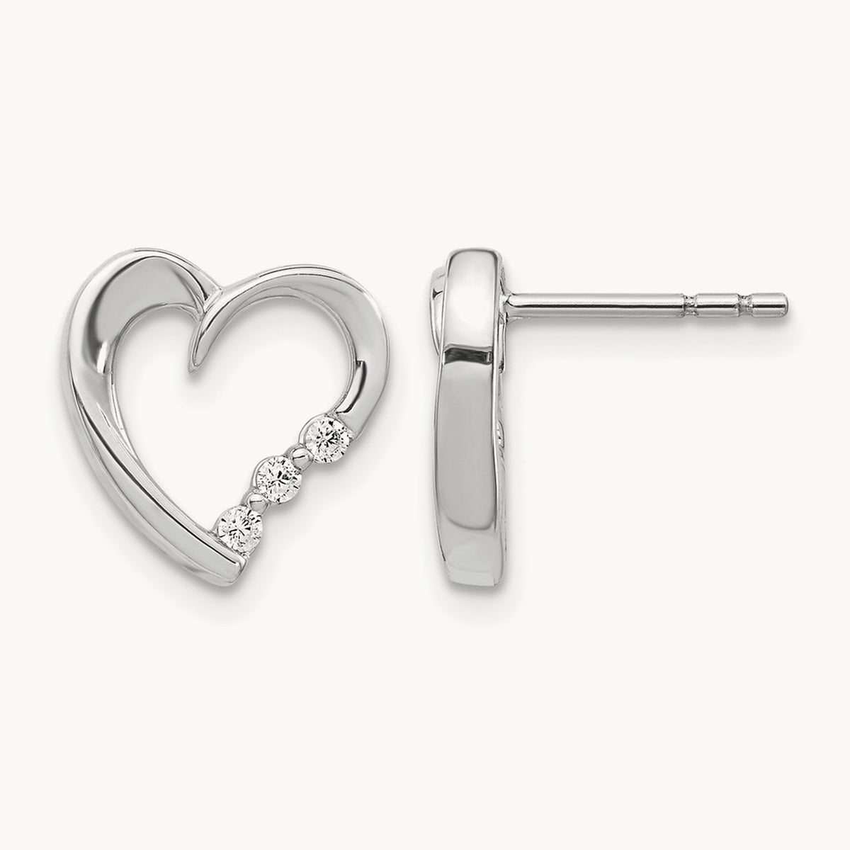 Diamond Heart Post Earrings — photo set