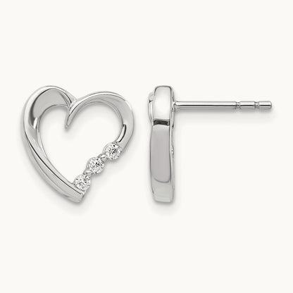 Diamond Heart Post Earrings — photo set