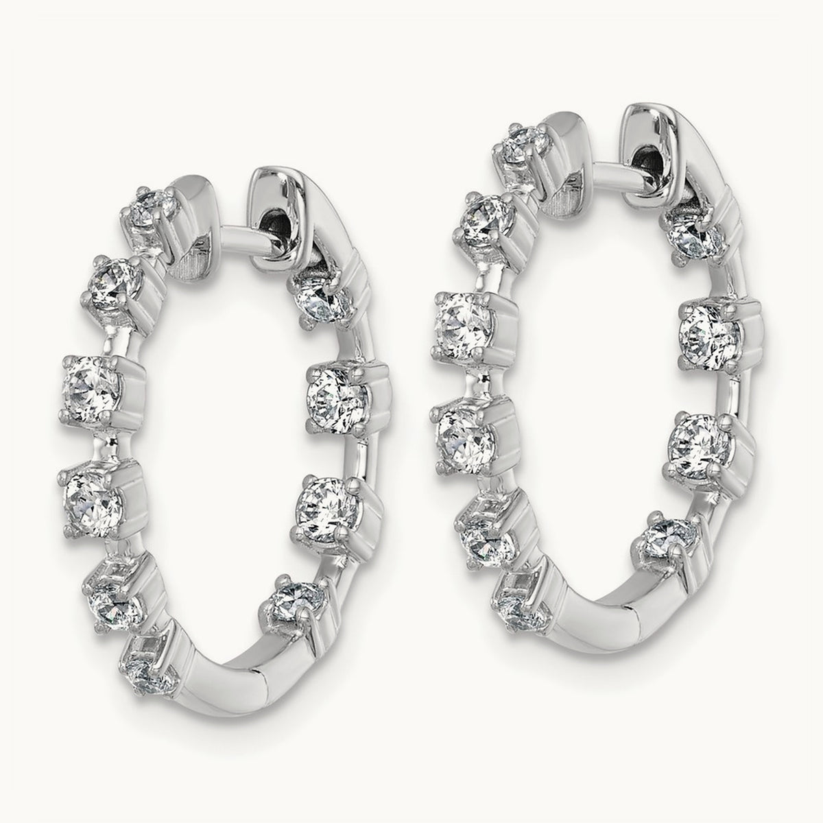 In/Out Hinged Hoop Earrings, 0.75 ct tw Lab-Grown Diamond — 14K White Gold