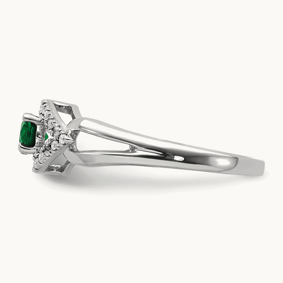 Created Emerald Ring — 14K White Gold, 7