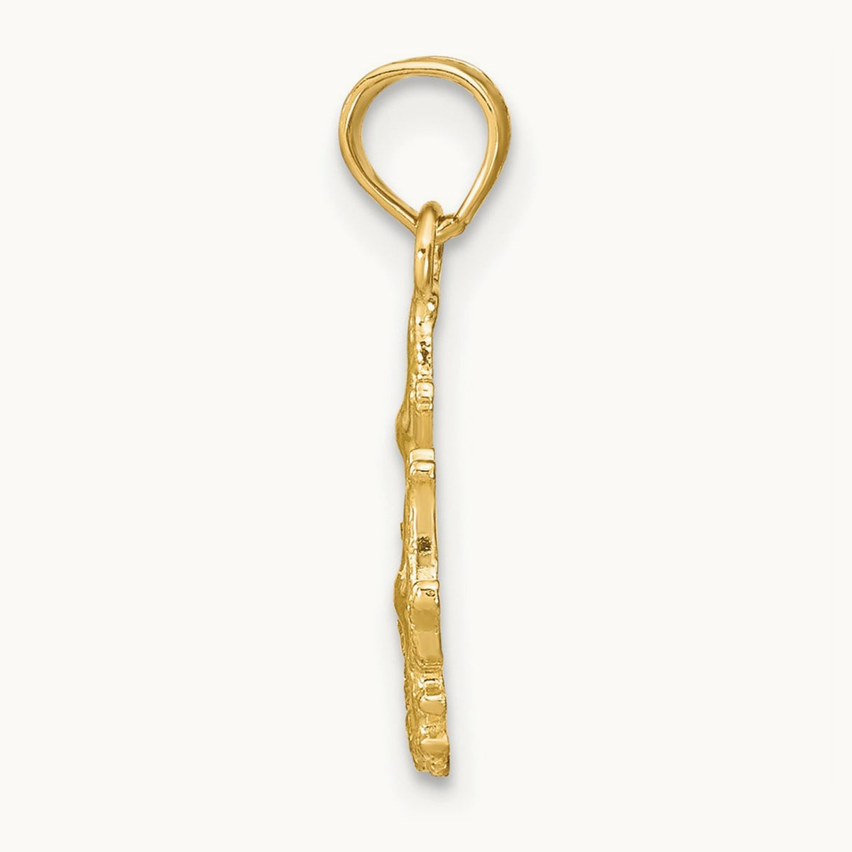 Textured Mini Double Starfish and Coral Charm, 14K