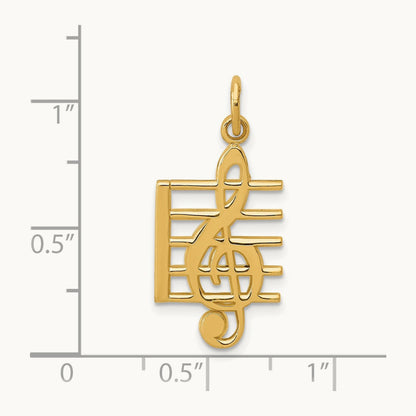 Musical Staff Charm, 14K