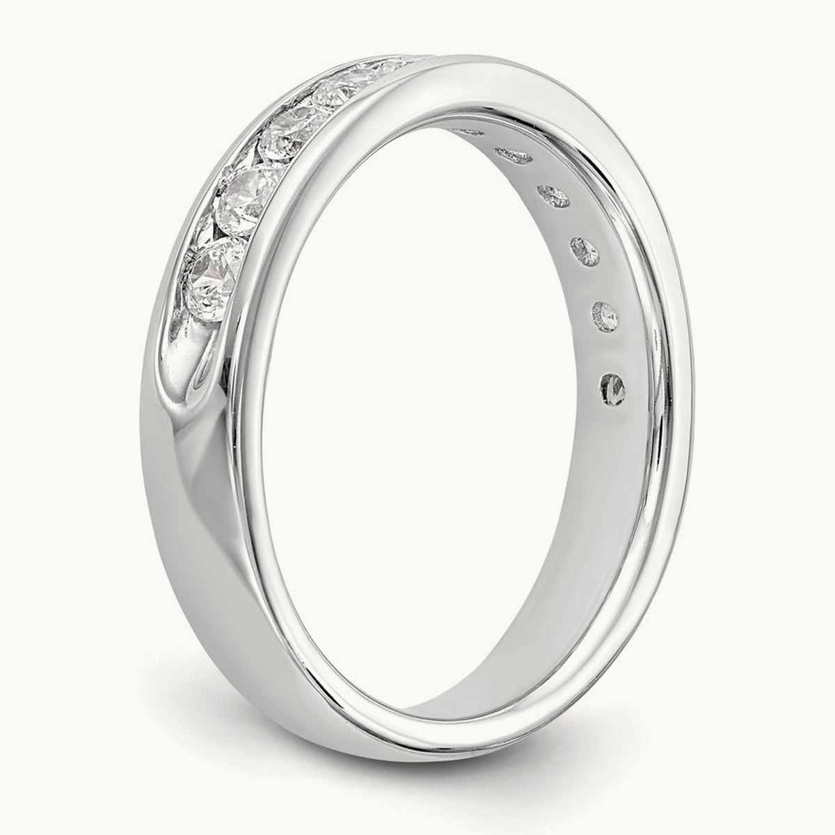 11-Stone Diamond Channel Band, 14K White Gold