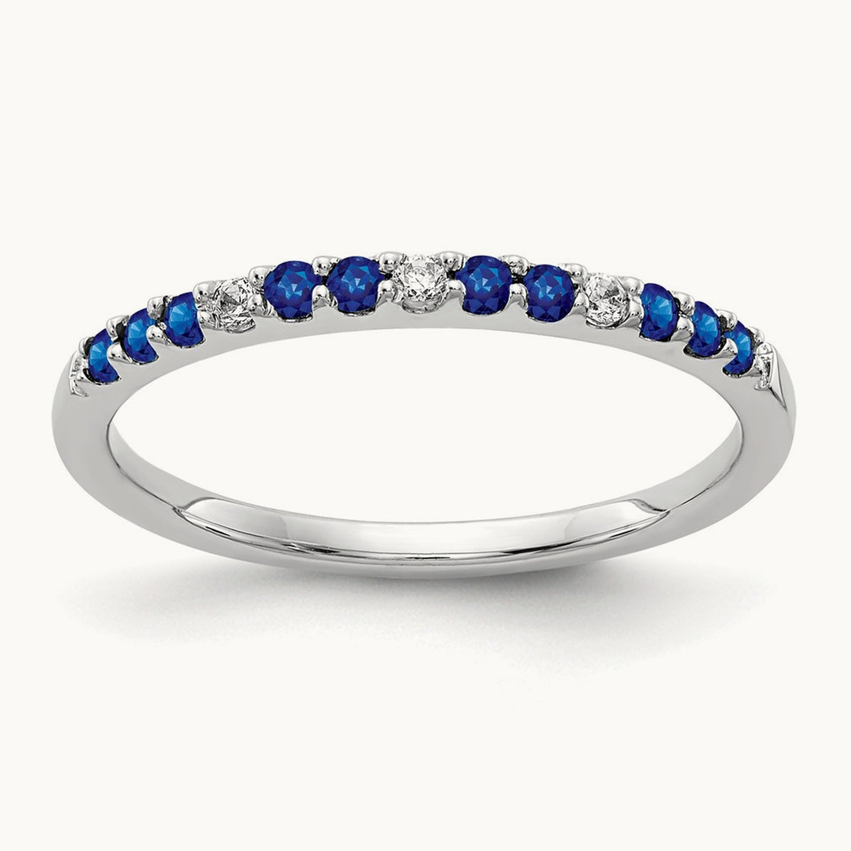 Diamond and Sapphire Band, 14K White Gold