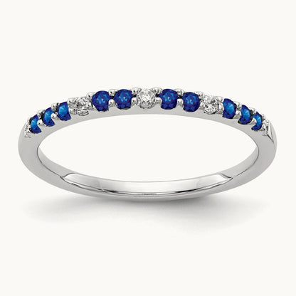 Diamond and Sapphire Band, 14K White Gold