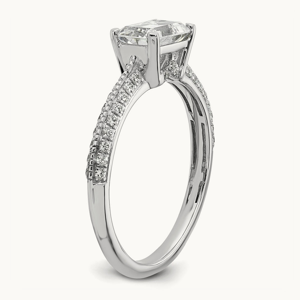 East West Emerald Semi-Mount Engagement Ring, 1.00 ct tw