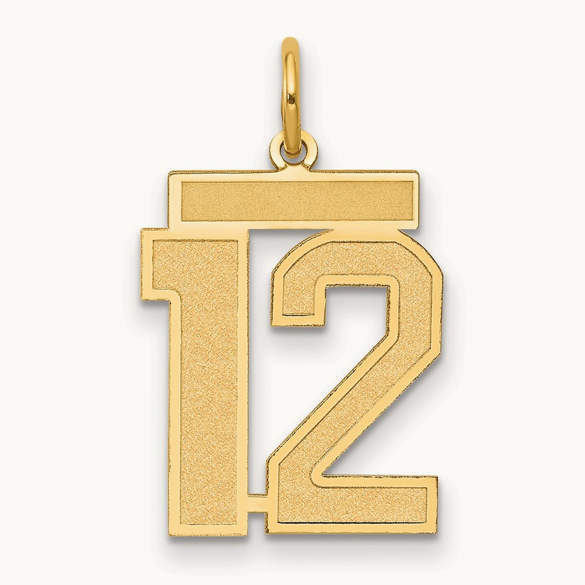 Medium Satin Number 12 Charm — 14K Yellow Gold