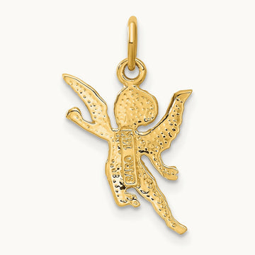 Diamond-cut Angel Charm, 14K