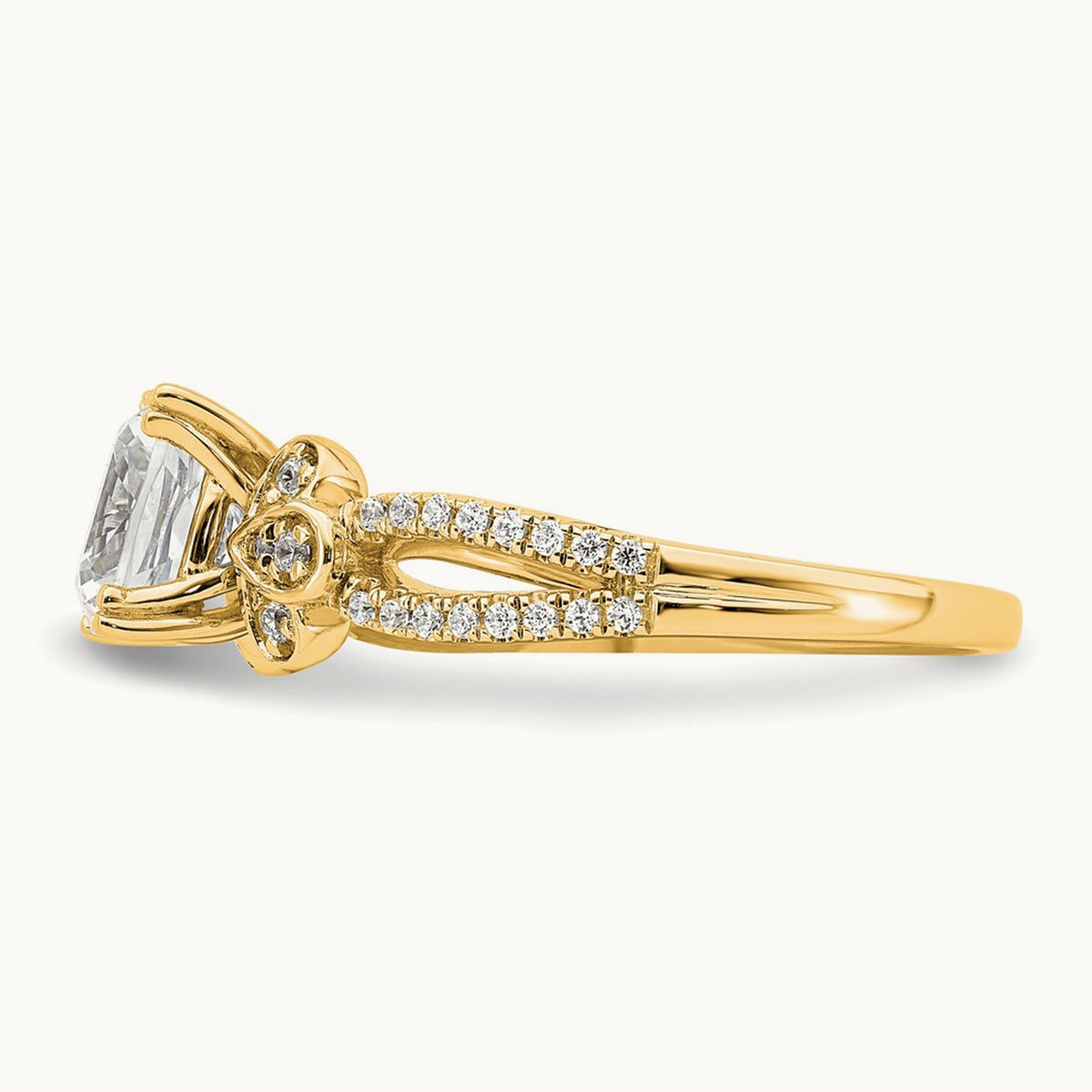 Cushion Split Shank Semi-Mount Engagement Ring — 1 1/2 ct, 7