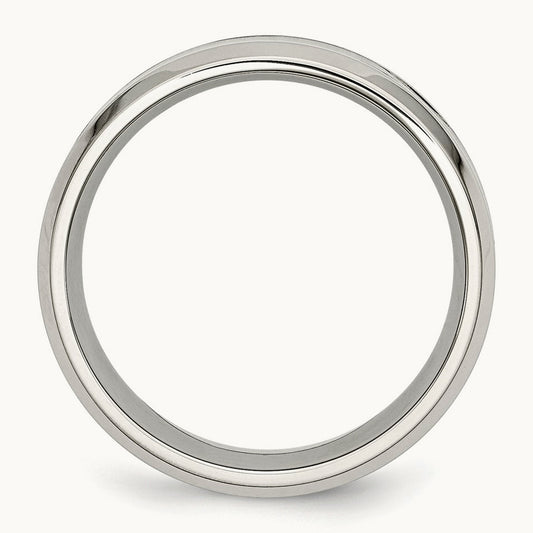 Polished w/Koa Wood Inlay Enameled Band, 8mm, Stainless Steel