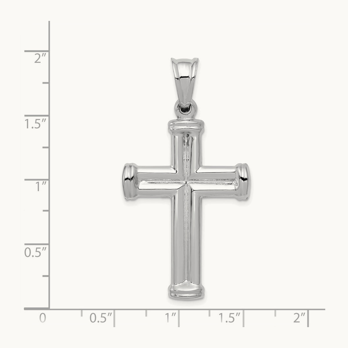 Hollow Cross Pendant, 14K White Gold