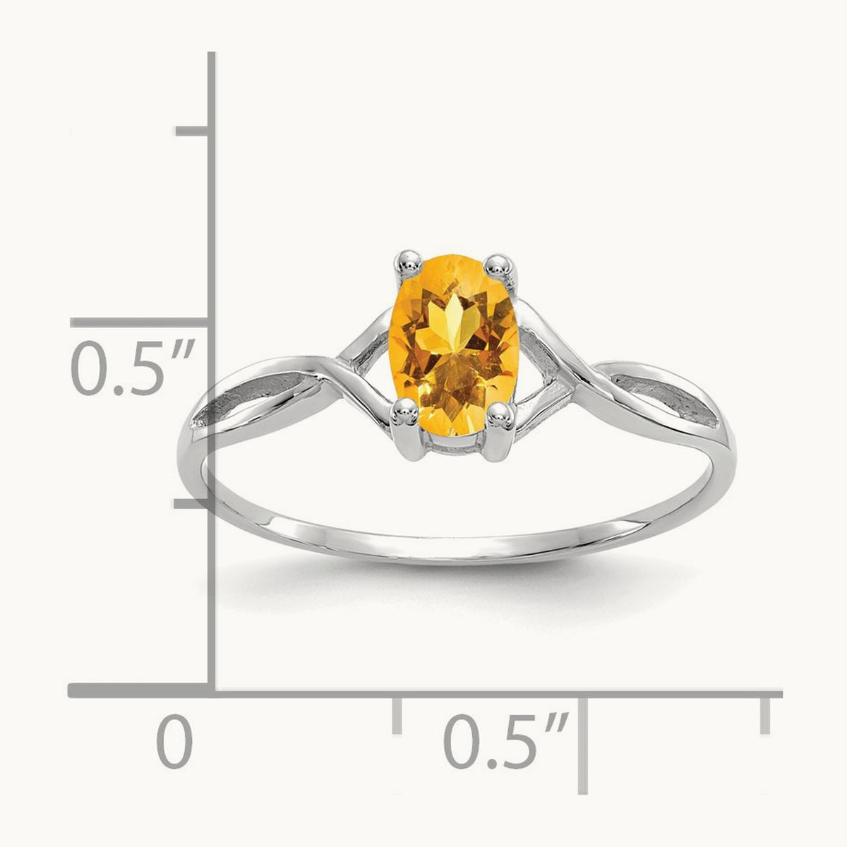 Citrine Birthstone Ring, 14K White Gold