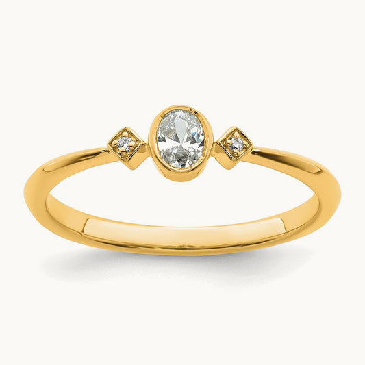 Petite Oval Complete Diamond Ring — 14K Yellow Gold