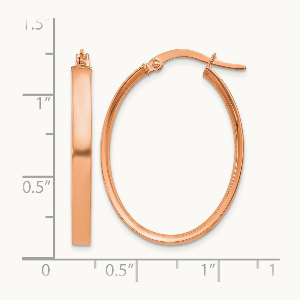 Oval Hoop Earrings — 14K Rose Gold, 3mm