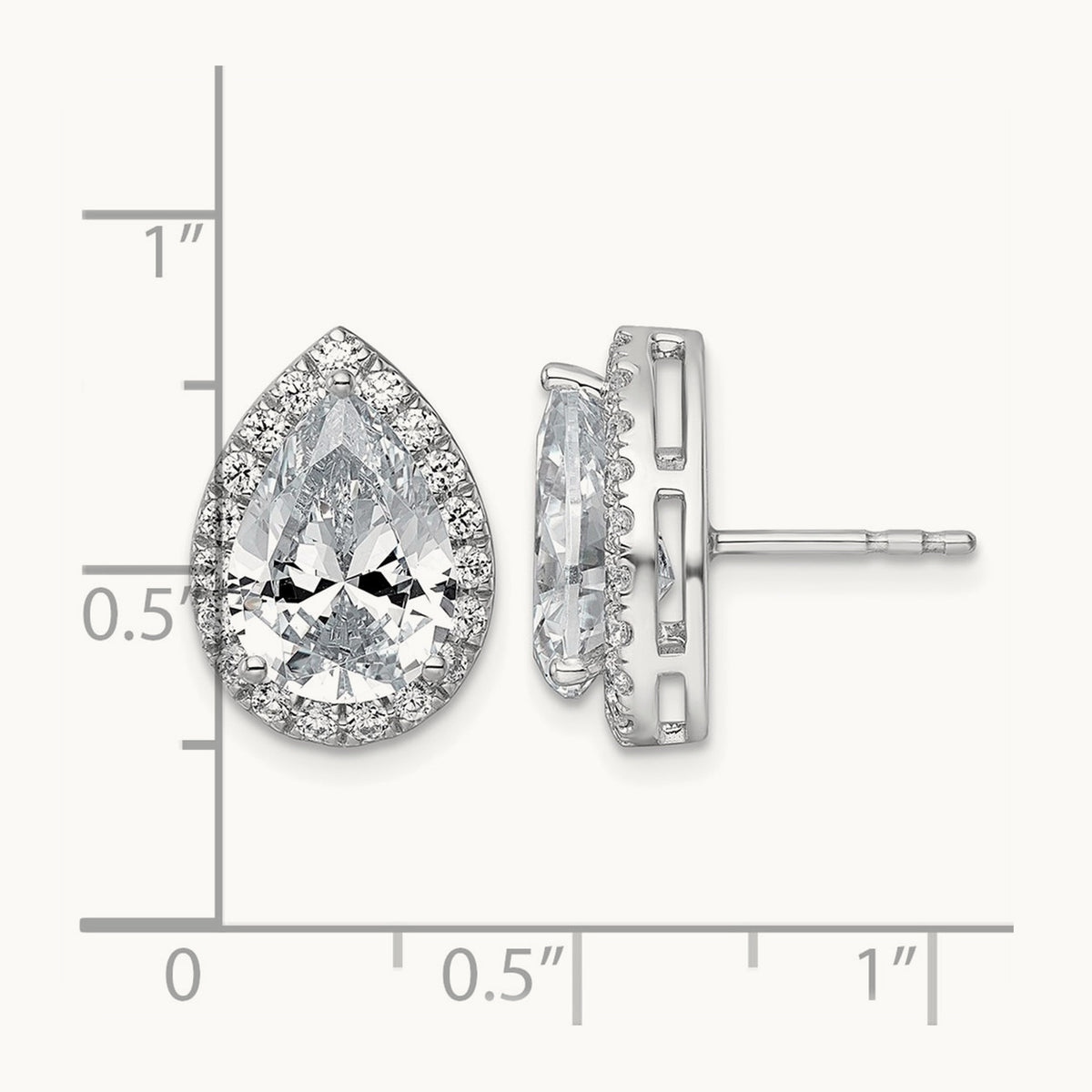 Pear Halo Post Earrings, 1.25-6.75 ct tw Lab-Grown Diamond — 4 5/8 ct, VS (Best) · Certified, 14K White Gold