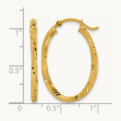 Twisted 2.5x20x29mm Oval Hoop Earrings, 14K