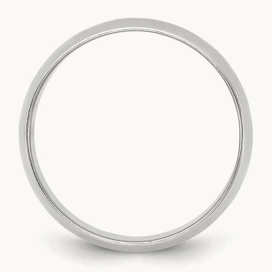 Lightweight Half Round Band, 7.5mm, 10K White Gold
