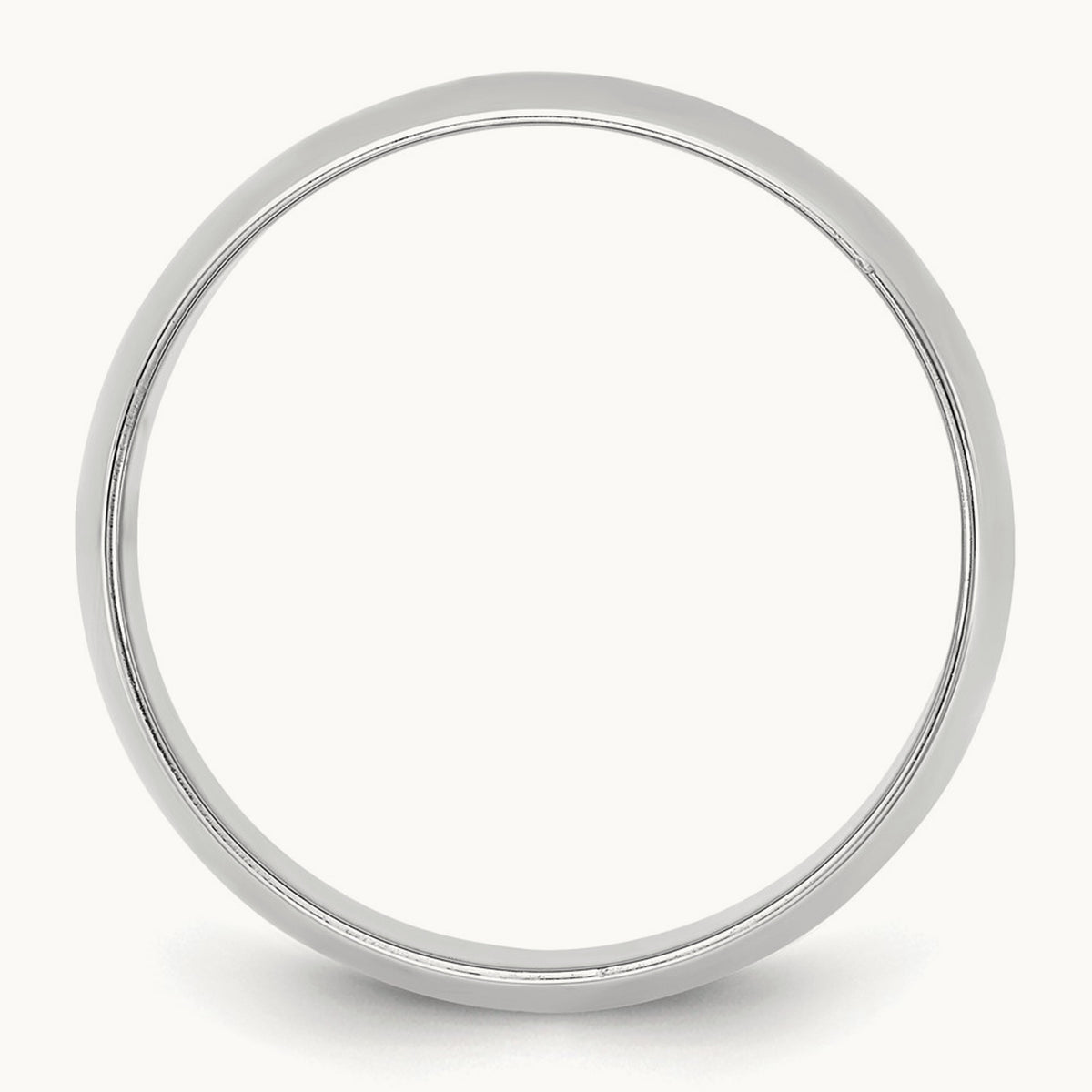 Lightweight Half Round Band, 7.5mm, 10K White Gold