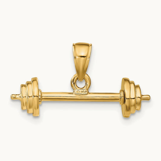 3-D Barbell Pendant, 14K