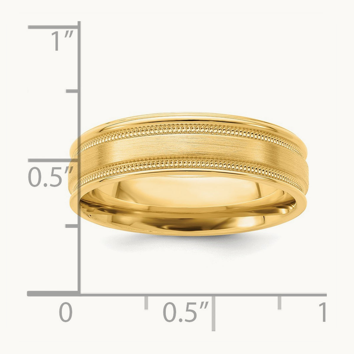 Heavy Comfort Fit Brush Satin Fancy Band, 14K Yellow Gold