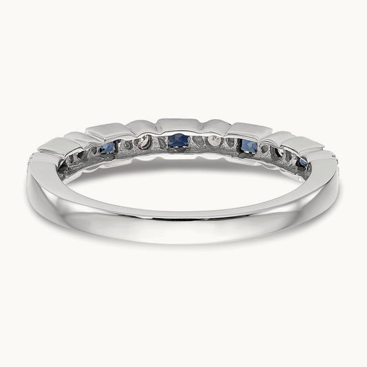 Diamond w/Sapphire Band, 14K White Gold