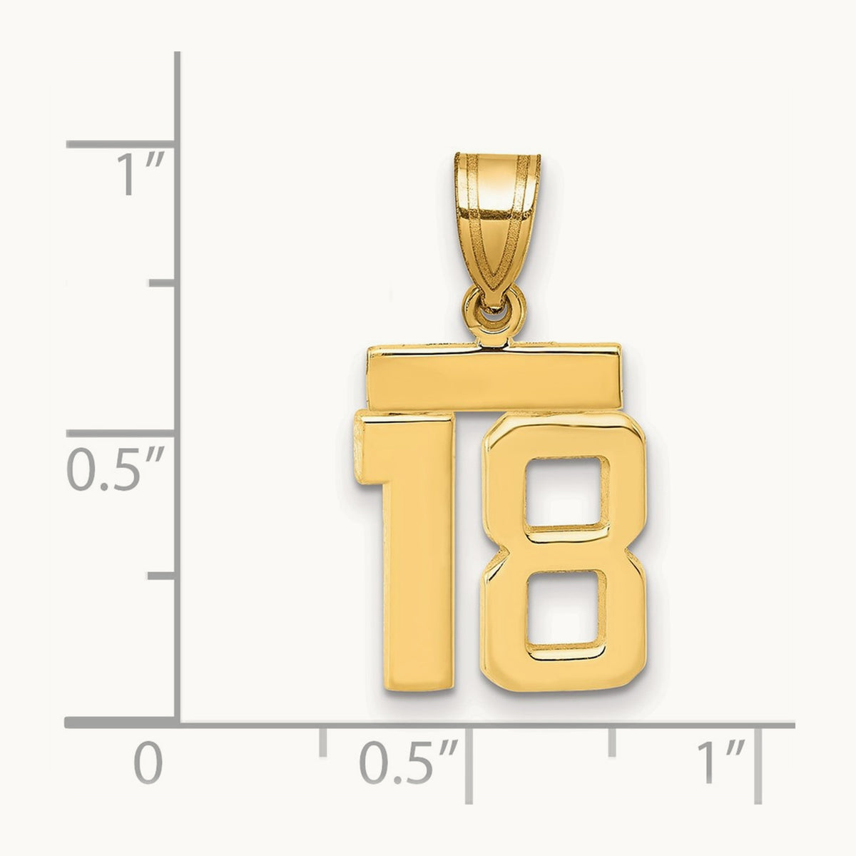 Small Polished Number 18 Charm — 14K Yellow Gold